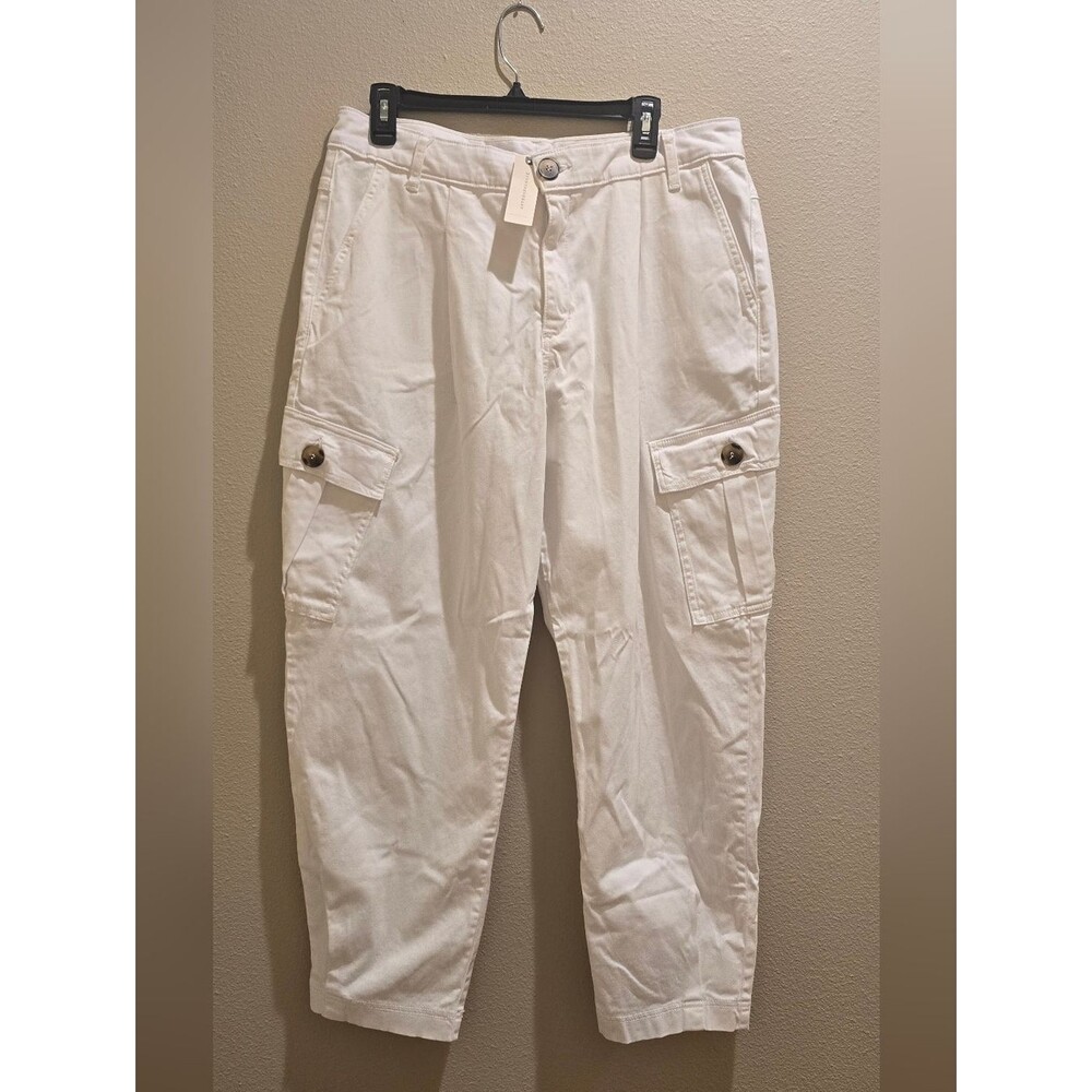 NWT Anthropologie Amadi Laurie Cargo Harem Pants In White Sz L - Picture 3 of 6